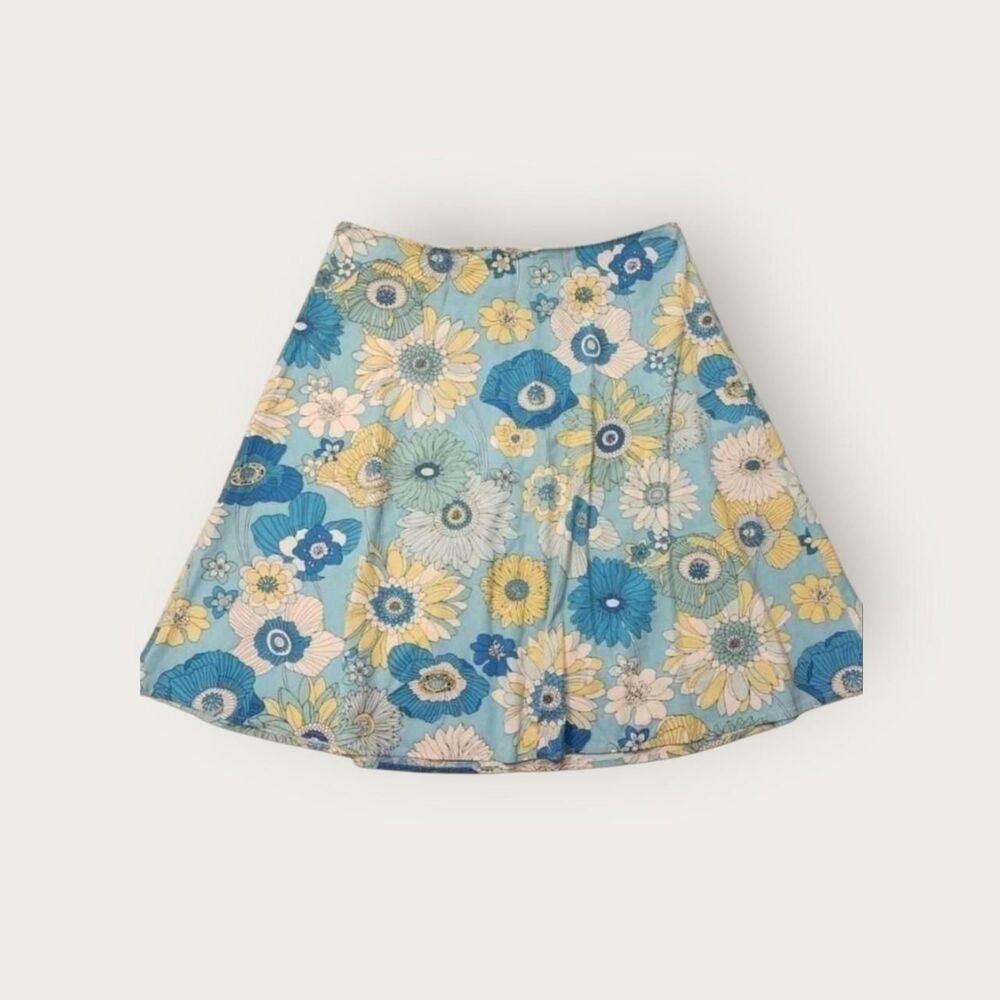 Vintage Y2k early 2000s Trixxi blue funky floral flowy midi skirt